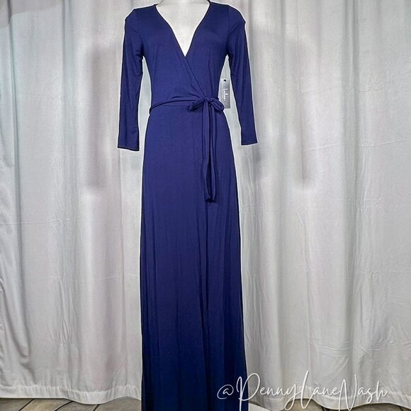 NWT Lulu's Garden District Navy Blue Wrap Maxi Dress Size Small - Picture 8 of 13